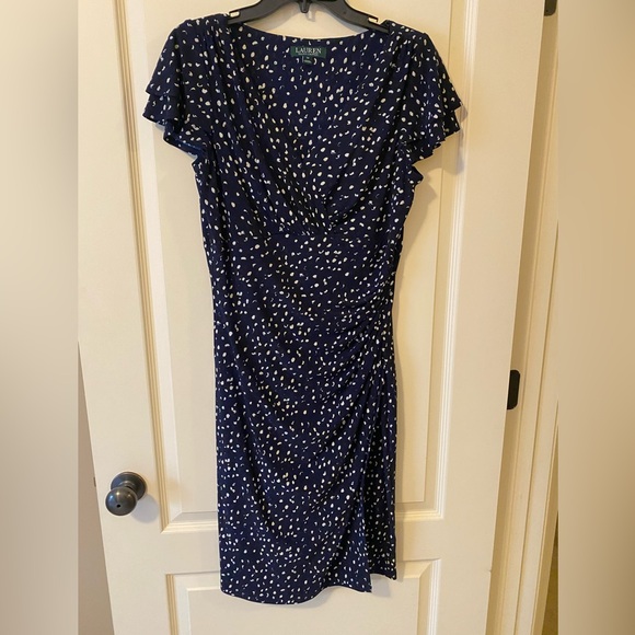 Navy Blue Polka Dot Dress - Picture 1 of 4